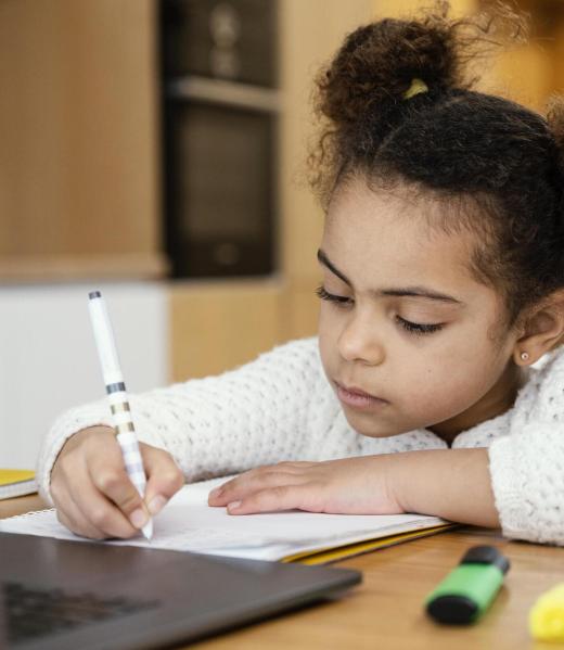 little-girl-home-online-school-with-laptop little-girl-home-online-school-with-laptop